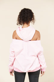Oversized Pink Hooded Zipper Sweat | Nabz Saad